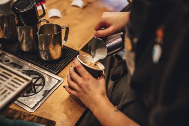 Coffee Koffein interior design - modern coffee shop layout with premium finishes