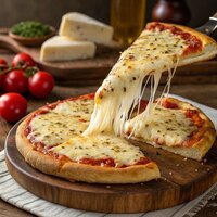 Fresh baked pizza with melted cheese and toppings - wood-fired taste at Coffee Koffein